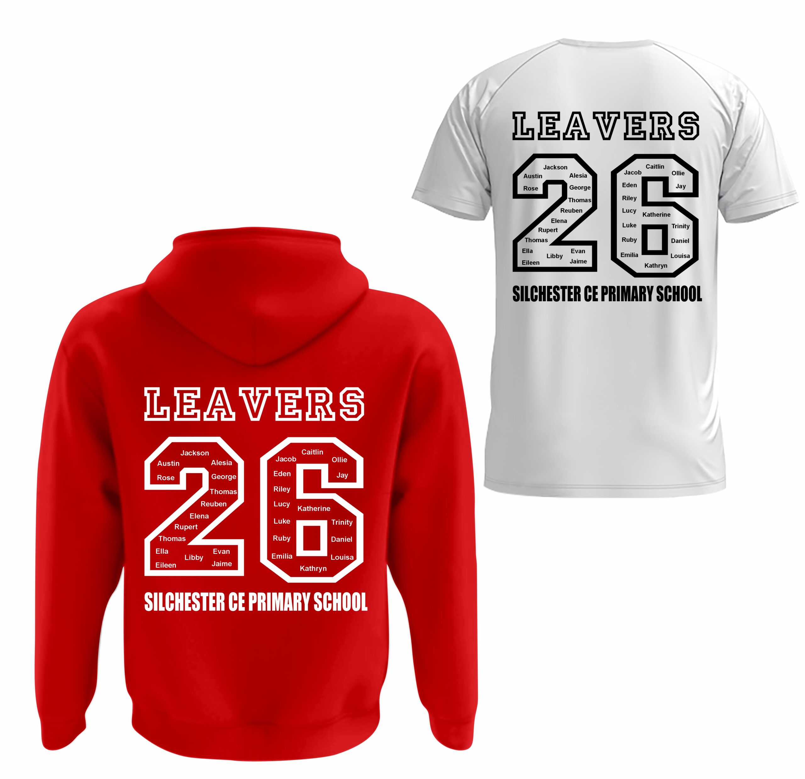 Silchester CE Primary School Leavers Hoodies + T-Shirt ( Red )