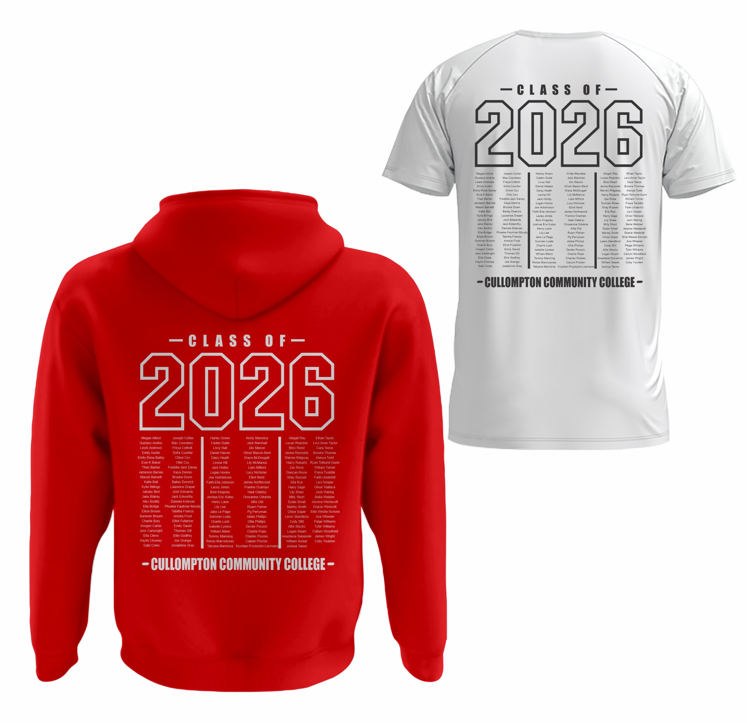 Cullompton Community College Leavers hoodies + T Shirt ( Red )