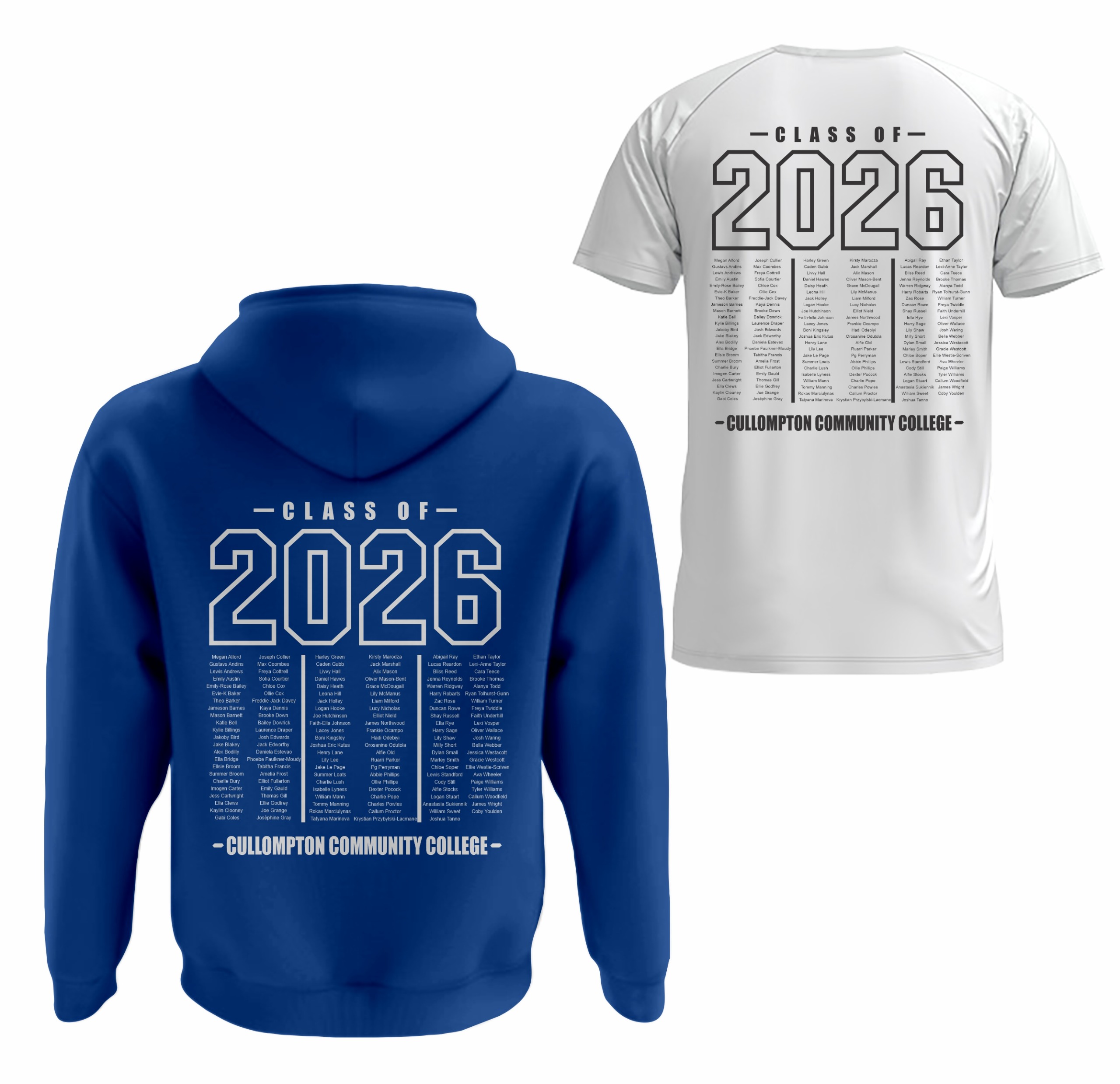 Cullompton Community College Leavers hoodies + T Shirt ( Royal Blue )