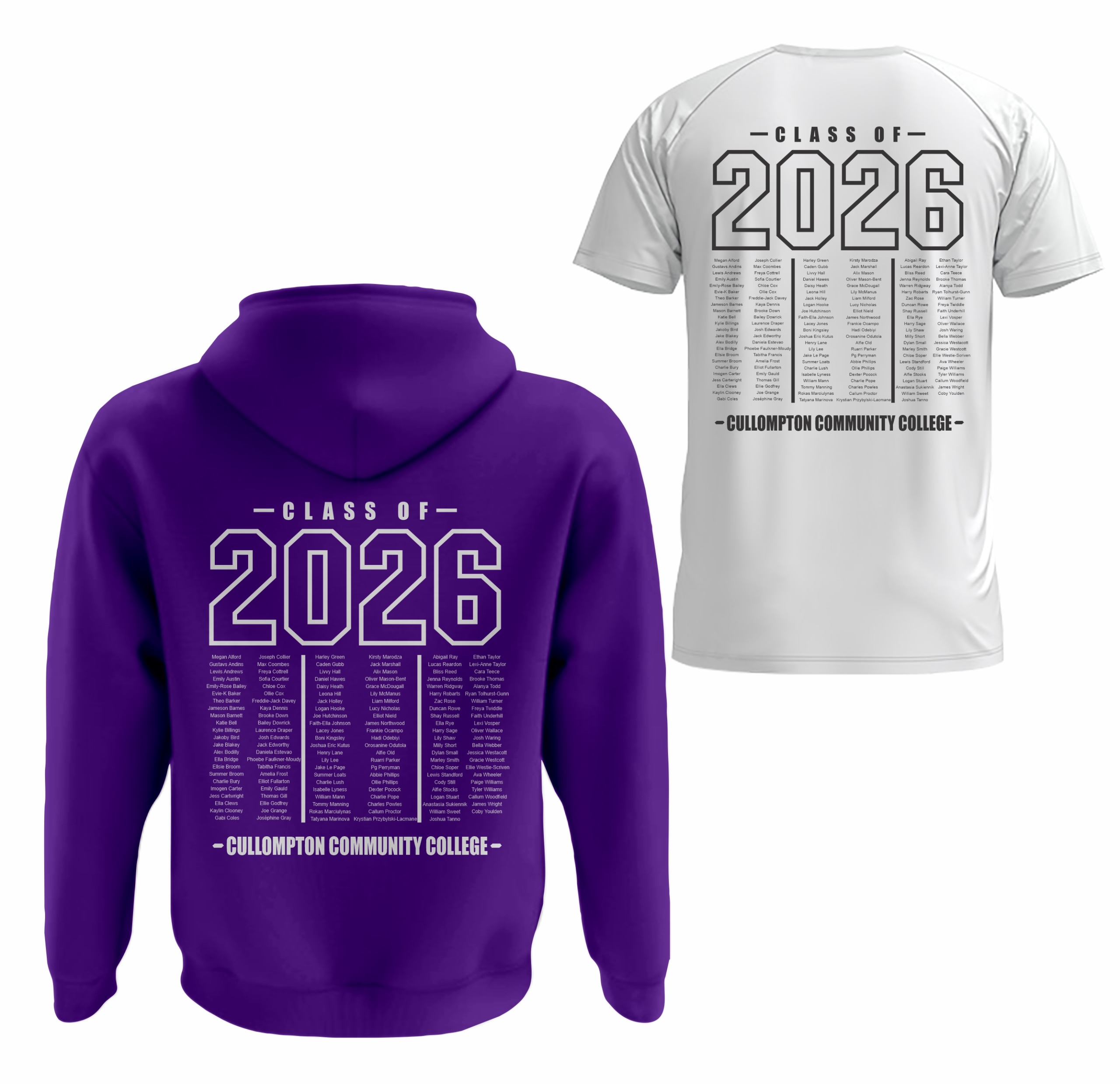 Cullompton Community College Leavers hoodies + T Shirt ( Purple )