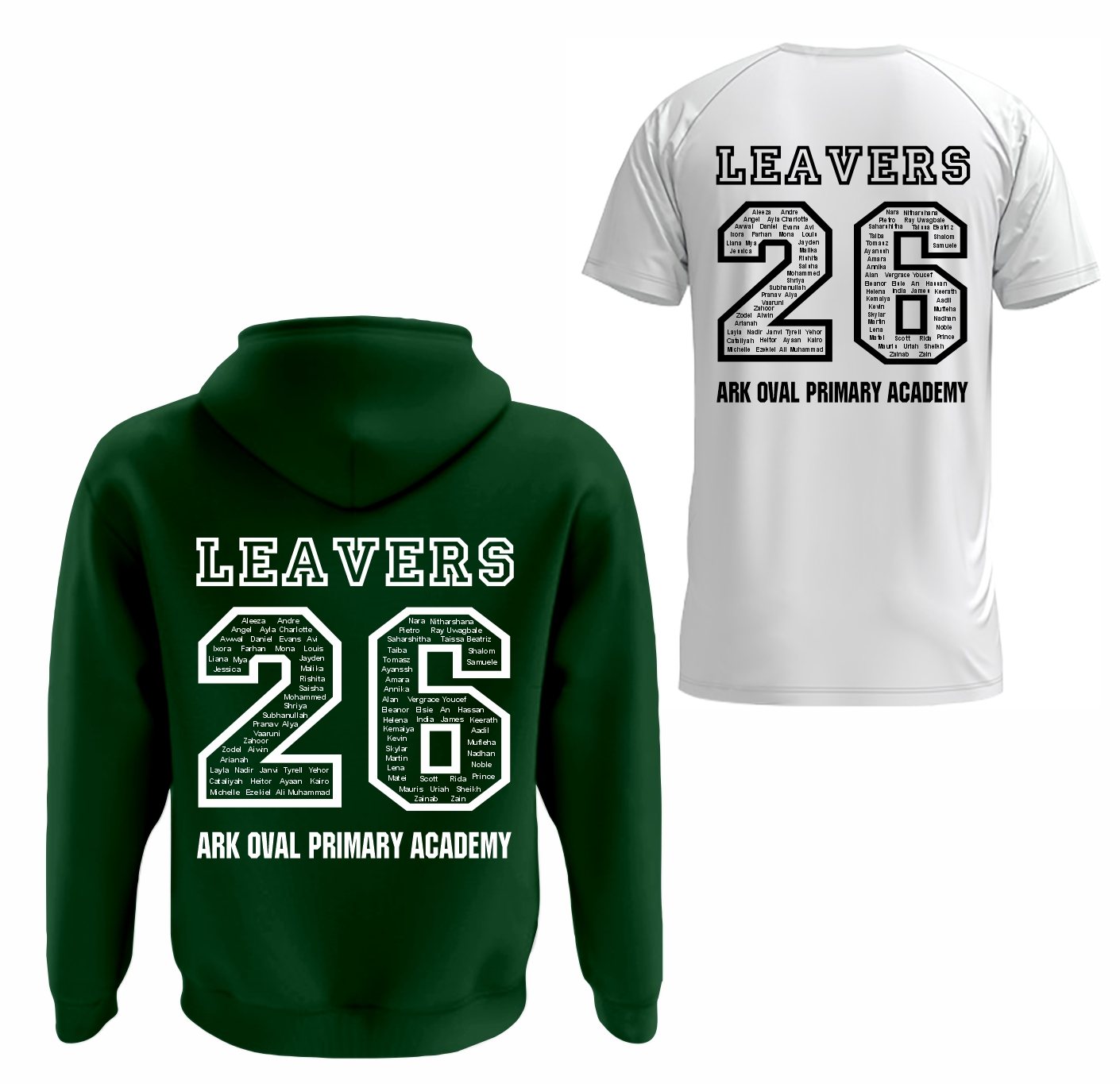 Ark Oval Primary Academy Leavers Hoodie + T-Shirt ( Green )