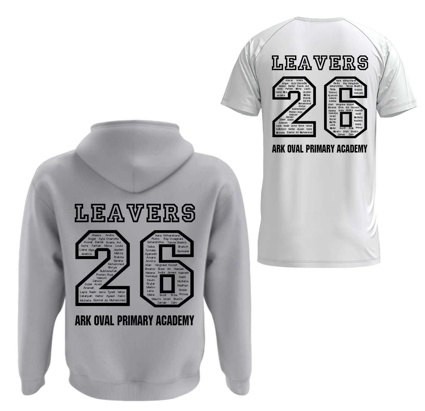 Ark Oval Primary Academy Leavers Hoodie + T-Shirt ( Heather Grey )