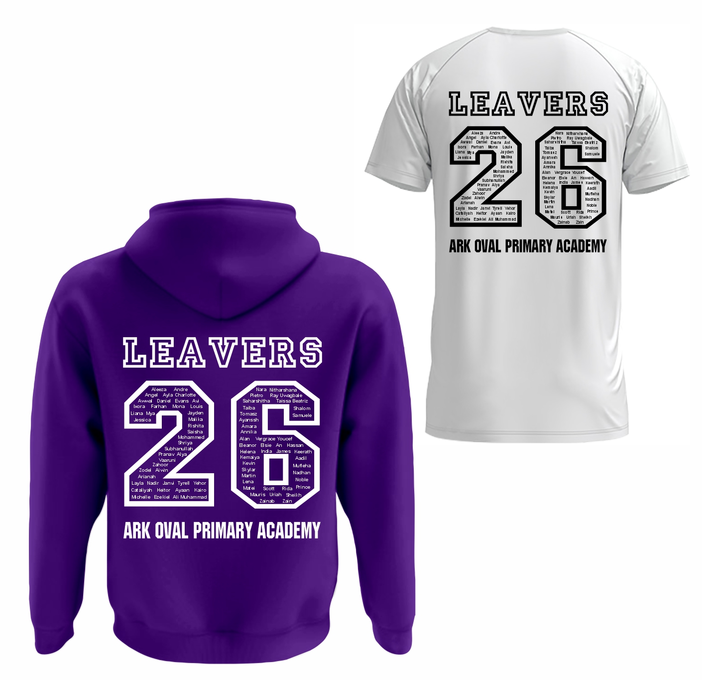 Ark Oval Primary Academy Leavers Hoodie + T-Shirt ( Purple )